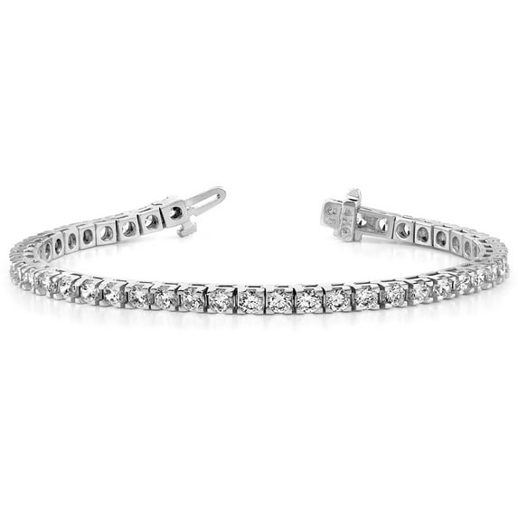 14K White Gold bracelet Tennis Diamond Lab Grown Round 4 mm