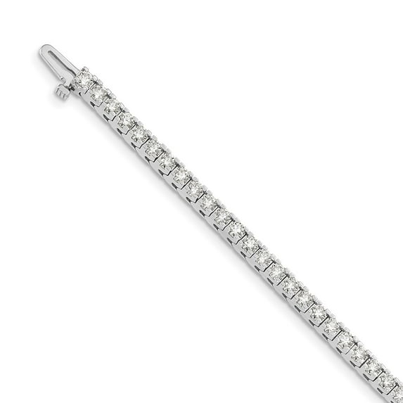14K White Gold bracelet Tennis Moissanite Round 7 in 3.1 mm