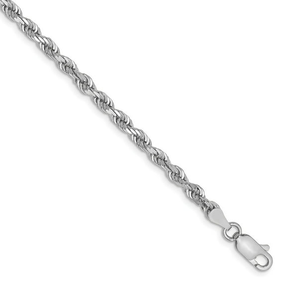14K White Gold chain Rope Diamond-cut 7 in 3.35 mm