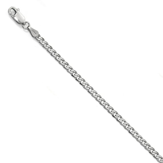14K White Gold chain style Curb Flat 7 in 2.9 mm 2.9mm