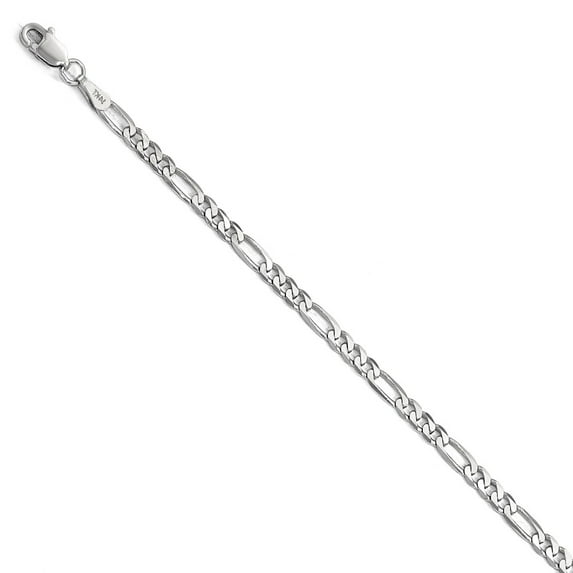 14K White Gold chain style Figaro Flat 7 in 3 mm 3.0mm