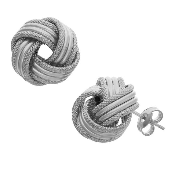 14K White Gold love knot earrings