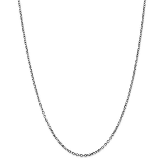 14K White Gold necklace Cable chain 18 in 2.4 mm WG 2.4mm
