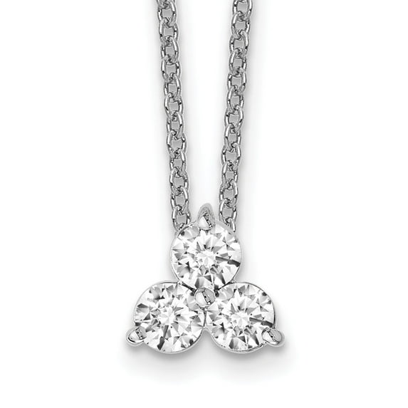 14K White Gold necklace Cable with pendant Diamond, Lab Grown Round 18 in