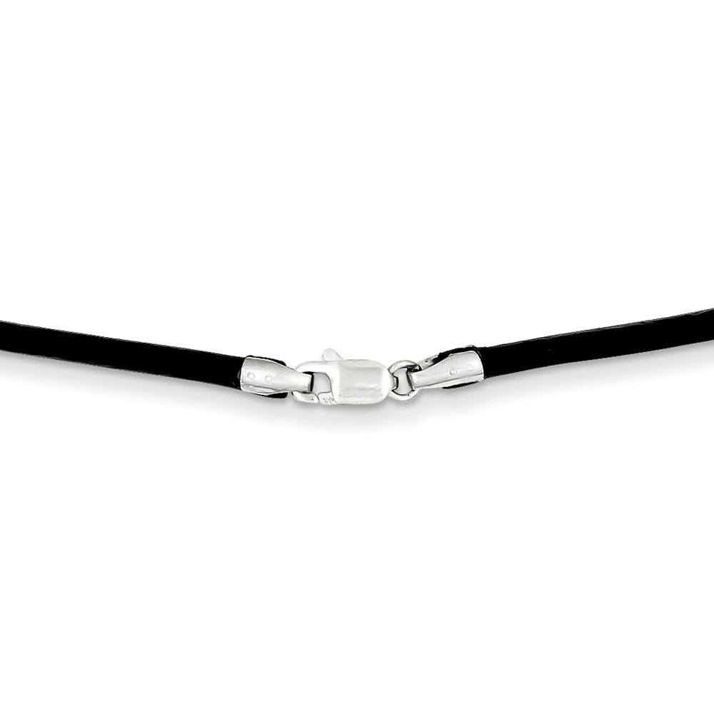 14K White Gold necklace Cord & Leather 20 in 2 mm 2mm 20in Black
