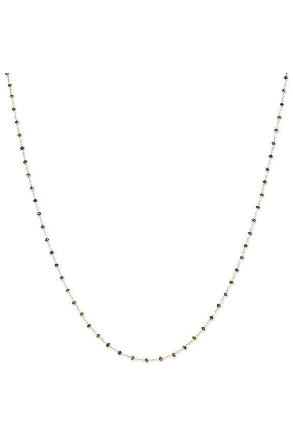 14K White Gold necklace Diamond 20 in 2.5 mm Coffee Brown Briolette