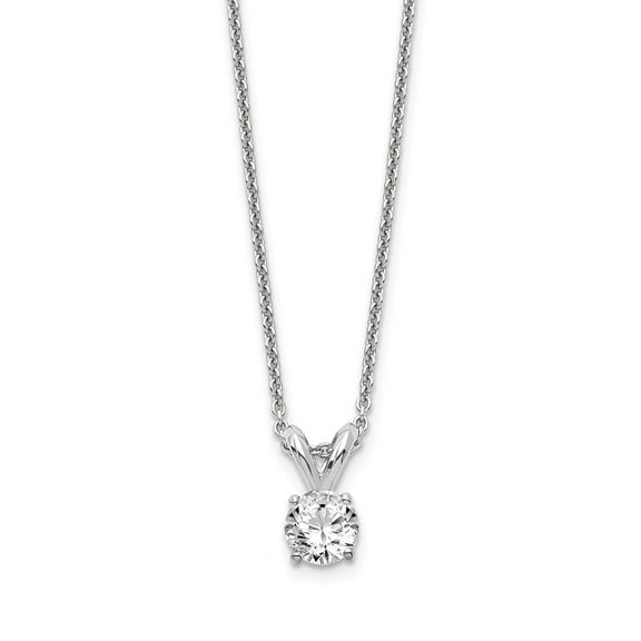 14K White Gold necklace Diamond Lab Grown Round 1 4ct. SI1 SI2, G H I, Solitaire