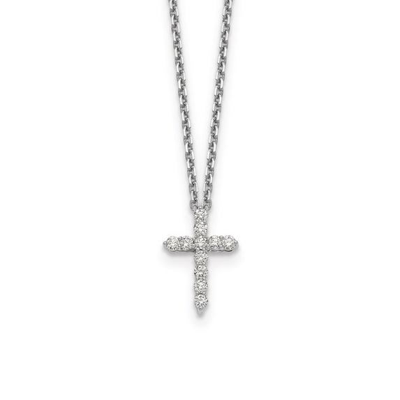 14K White Gold necklace Diamond, Lab Grown Round Diamond SI1 SI2, G H I, Cross Pendant