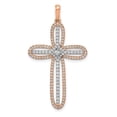 thumbnail image 1 of 14K White & Rose Gold Diamond Cross Pendant, 1 of 1