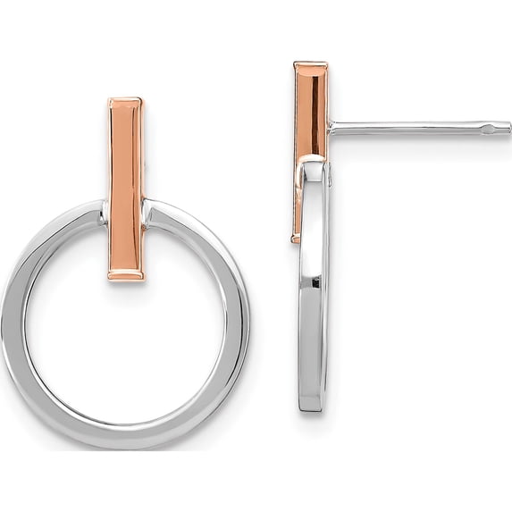 14K White/Rose Gold Jbsp's White And Rose Polished Post Dangle Earrings (19.92 X 13.85) Made In Italy le2093