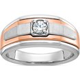 thumbnail image 1 of 14K White/Rose Gold Two-Tone Ibgoodman Men's Satin 1/3 Carat Diamond Complete Ringsize 10 (Width 10.15) - Jbsp, 1 of 5