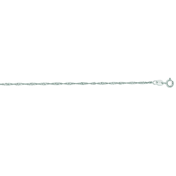 14K White Solid Gold 1.5mm wide Diamond Cut Singapore Chain 16 Necklace with Spring Ring Clasp