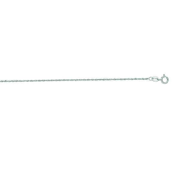 14K White Solid Gold 1mm wide Diamond Cut Singapore Chain 20 Necklace with Spring Ring Clasp