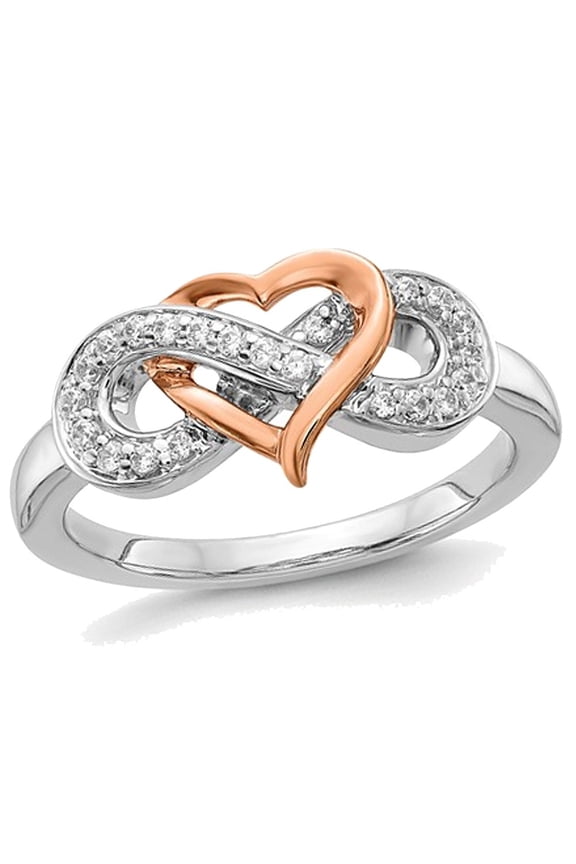 Gem & Harmony 14K White and Rose Gold Infinity Heart Promise Ring with Diamonds for Women