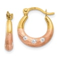 thumbnail image 1 of 14K & White and Rose Rhodium Flower Hoop Earrings, 1 of 3