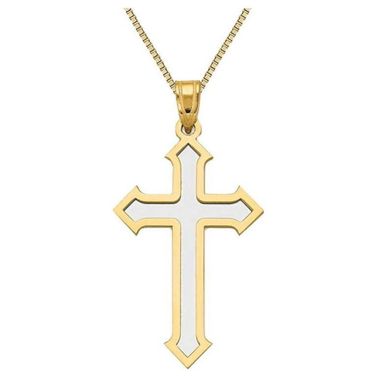 アクセサリー 14K gold chain & cross charm DOUBLE STRAND CROSS CHARM NECKLACE
