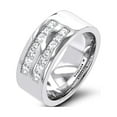 thumbnail image 1 of 14K Wide Princess Cut Natural Diamond Wedding Band For Men (White Gold Size 6.5), 1 of 3