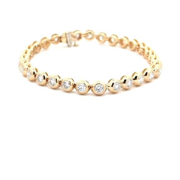 14K Yellow Gold Lab-Grown Diamond Tennis Bracelet, 4.54 Cts, Bezel-Set