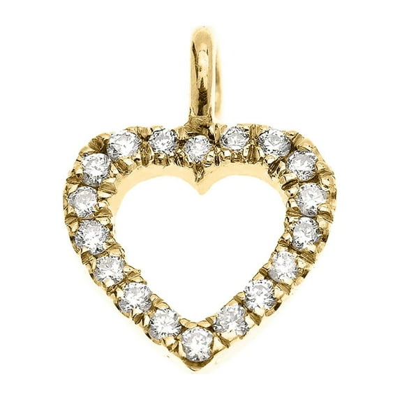 14K YELLOW GOLD OPEN HEART DIAMOND DAINTY CHARM PENDANT NECKLACE : Pendant with 22" chain