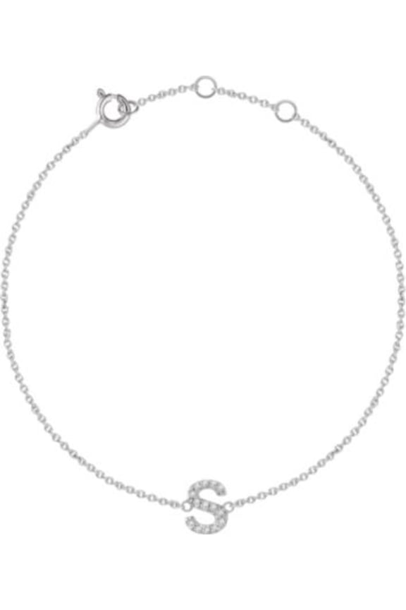 14K Yellow .06 CTW Diamond Initial "D" 6-7" Bracelet in 14k Yellow Gold