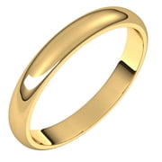 14K Yellow 3 mm Half Round Band Size 10.5 HR10.5:139078:P