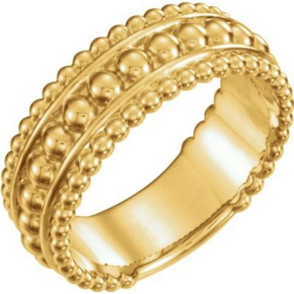 14K Yellow Beaded Ring in 14k Yellow Gold