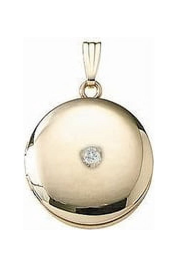14K Yellow Cremation and Hair Locket W/ Diamond Center - 3/4 Inch X 3/4 Inch Solid 14K Yellow Gold