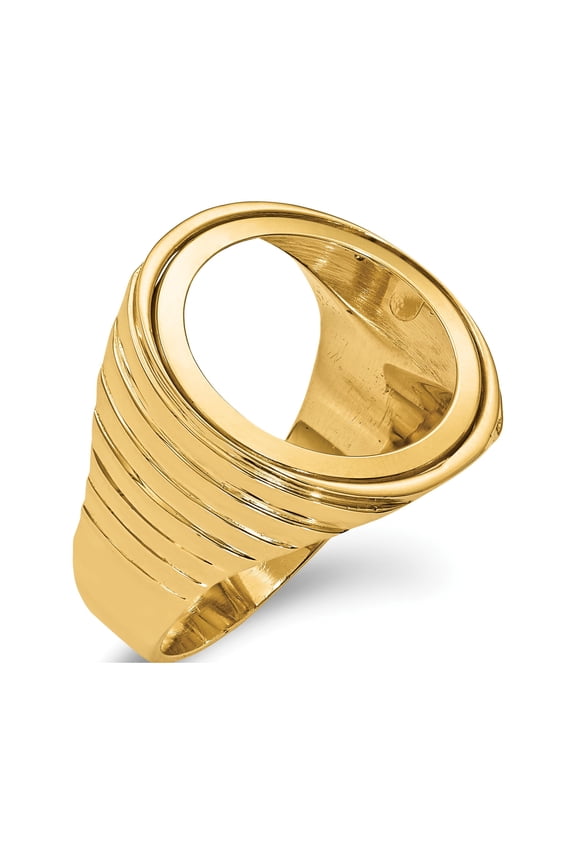 14K Yellow Gold 0.01AE Diamond Cut Coin Ring Size 10