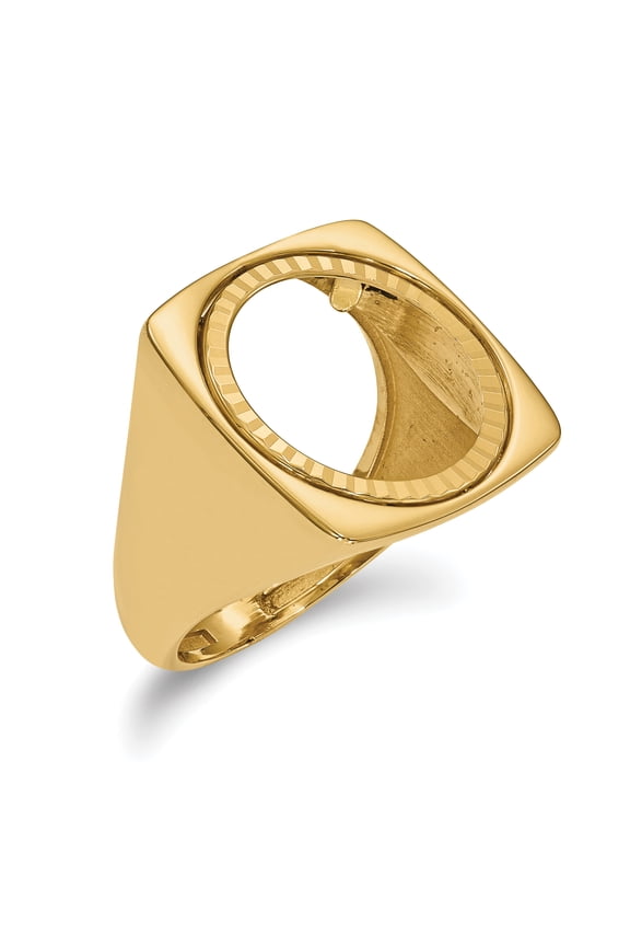 14K Yellow Gold 0.01AE Diamond Cut Coin Ring Size 10