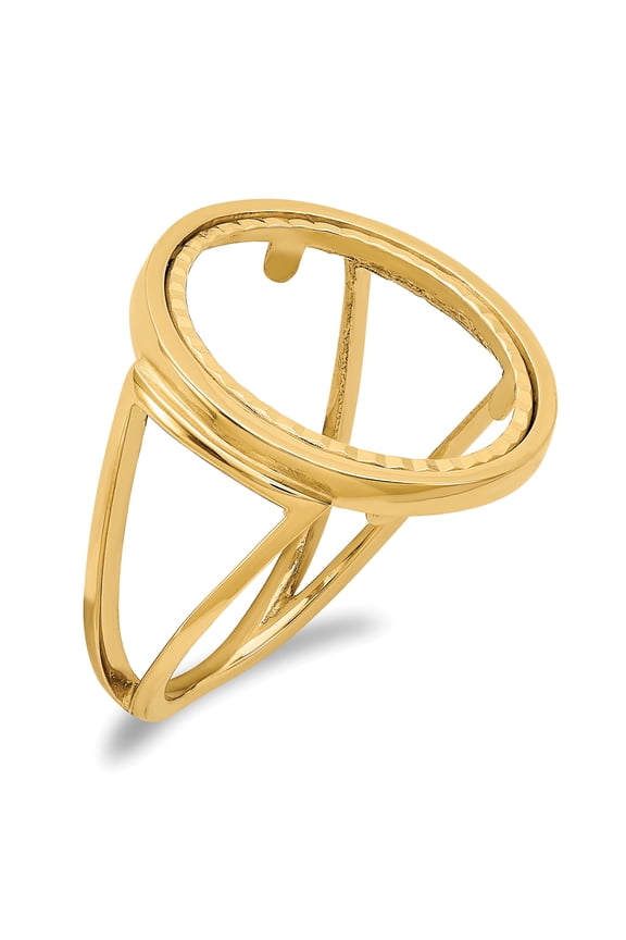 14K Yellow Gold 0.01AE Diamond Cut Coin Ring Size 7