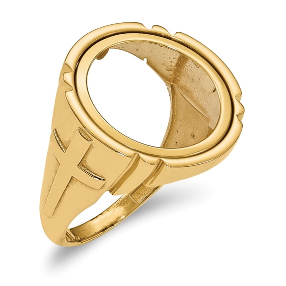 14K Yellow Gold 0.01AE Polished Coin Ring Size 10