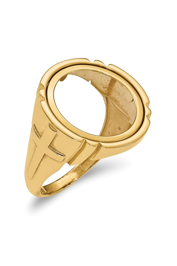 14K Yellow Gold 0.01AE Polished Coin Ring Size 10