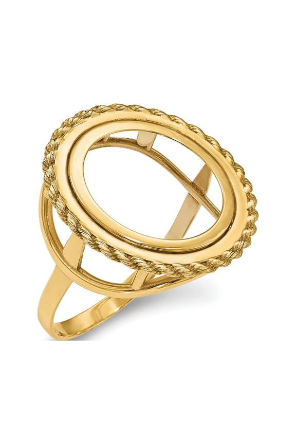 14K Yellow Gold 0.01AE Polished Coin Ring Size 7