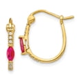 thumbnail image 1 of 14K Yellow Gold 0.05ct Diamond & Ruby Hinged Hoop Earrings, 1 of 5