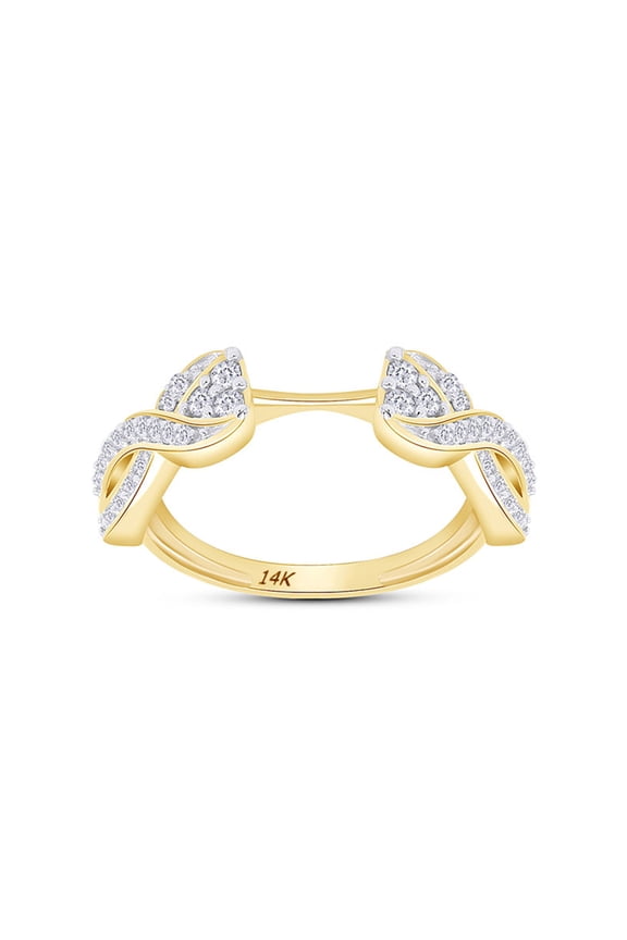14K Yellow Gold 0.25 ct Natural Diamond Solitaire Wrap Ring Jewelry For Womens-7.5