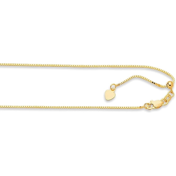 14K Yellow Gold 0.79mm Adjustable Box Chain with Lobster Lock