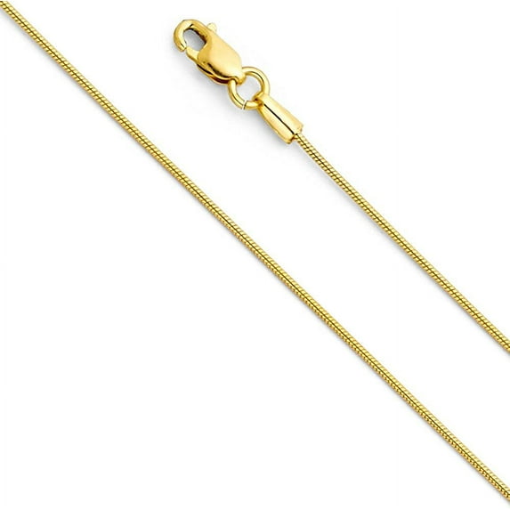 14K Yellow Gold 0.8MM Shiny Round Snake Link Pendant Necklace Chain 16" - 24", Gold Necklace for Men & Women, 100% Real 14K Gold, Next Level Jewelry