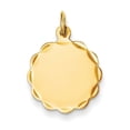 thumbnail image 1 of 14K Yellow Gold .018 Gauge Engravable Scalloped Disc Charm (22 X 15) Made In United States xm168/18, 1 of 2