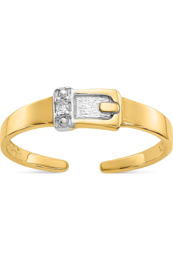 14K Yellow & Rhodium .01 carat Diamond Buckle Toe Ring