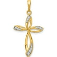 thumbnail image 1 of 14K Yellow Gold 1/10Ct. Diamond Cross Pendant (37.5 X 16.5) Made In India pm5046-010-ya, 1 of 5