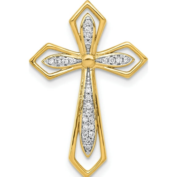 14K Yellow Gold 1/15Ct. Diamond Cross Chain Slide (26 X 17) Made In India pm5089-008-ya