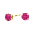 thumbnail image 1 of 14K Yellow Gold 1/2 Cttw Lab Grown Pink Diamond 4-Prong Classic Solitaire Earrings (Pink Color, VVS2-VS1 Clarity), 1 of 8