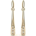 thumbnail image 1 of 14K Yellow Gold 1/20 Cttw Three Stone Accented Bar Dangling Drop Diamond Earrings for Women (H Color, SI2 Clarity), 1 of 4