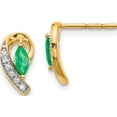 thumbnail image 1 of 14K Yellow Gold 1/20Ct Diamond And Emerald Earrings (10 X 5) Made In India em5592-em-005-ya, 1 of 5