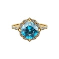 thumbnail image 1 of 14K Yellow Gold 1.25 ctw Blue Topaz Ring with Diamonds Flower Leaves Halo, 1 of 7