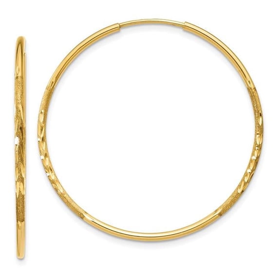 14K Yellow Gold 1.25 mm Diamond-Cut Endless Hoop Earring