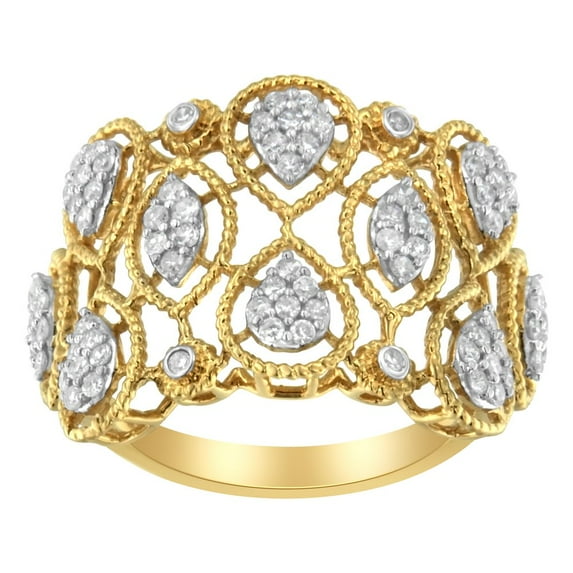 14K Yellow Gold 1/2ct TDW Diamond Art Deco Ring (H-I, I1)