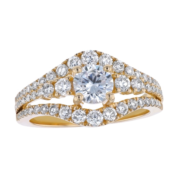 14K Yellow Gold 1-3/4 cttw. Certified Diamonds Round-cut Halo Engagement Ring by Hollywood Hills Jewelers