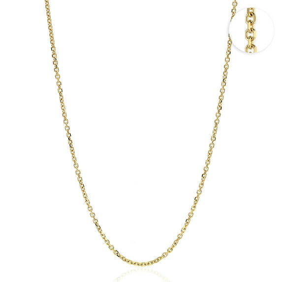 14K Yellow Gold 1.5MM Cable Link Diamond-Cut Pendant Necklace Chains 16" - 30", Gold Necklace for Men & Women, 100% Real 14K Gold, Next Level Jewelry