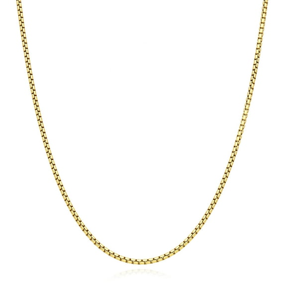 14K Yellow Gold 1.5MM Hollow Round Box Chain Necklace, Next Level Jewelry